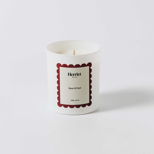 Herriet - velas aromáticas - Rose & Oud - decoración de casa - fragancias para el hogar