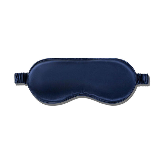 antifaz para dormir hecho con seda para que sea antibacterial, en color azul marino - herriet