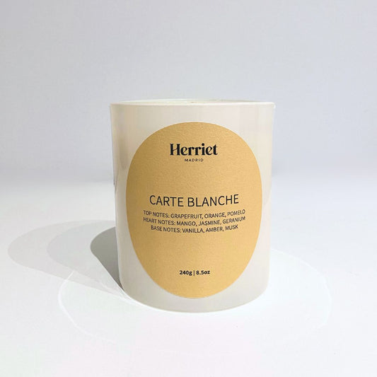 vela aromática carte blance herriet, vela con notas cítricas