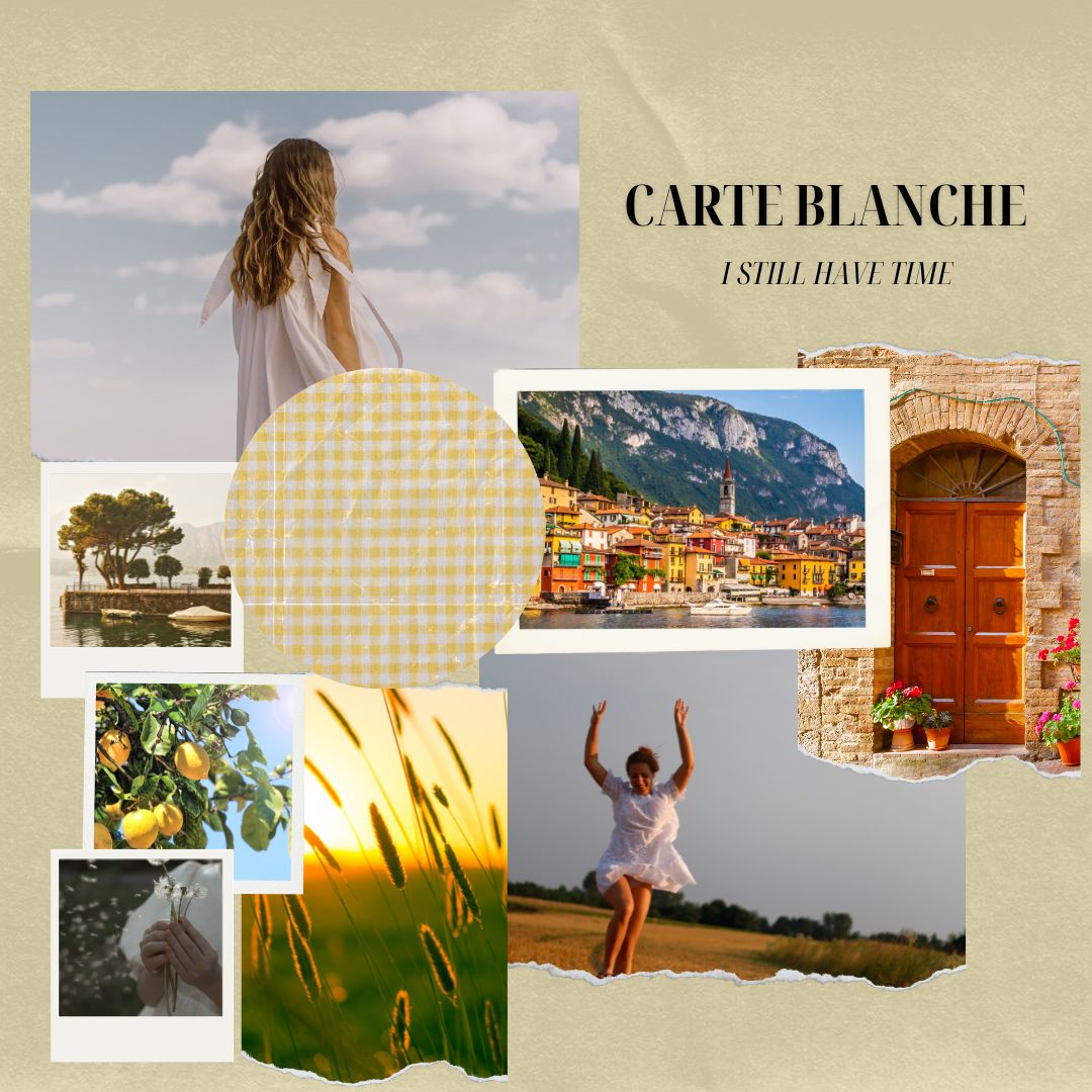 moodboard para crear la vela y ambientador Carte Blanche de Herriet con notas frescas y cítricas