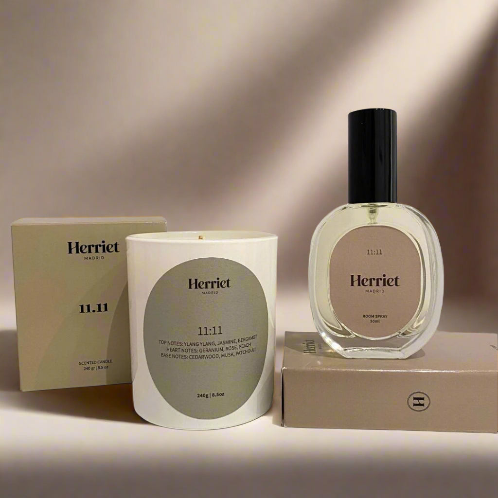 pack de vela aromatica y ambientador 11:11 de herriet