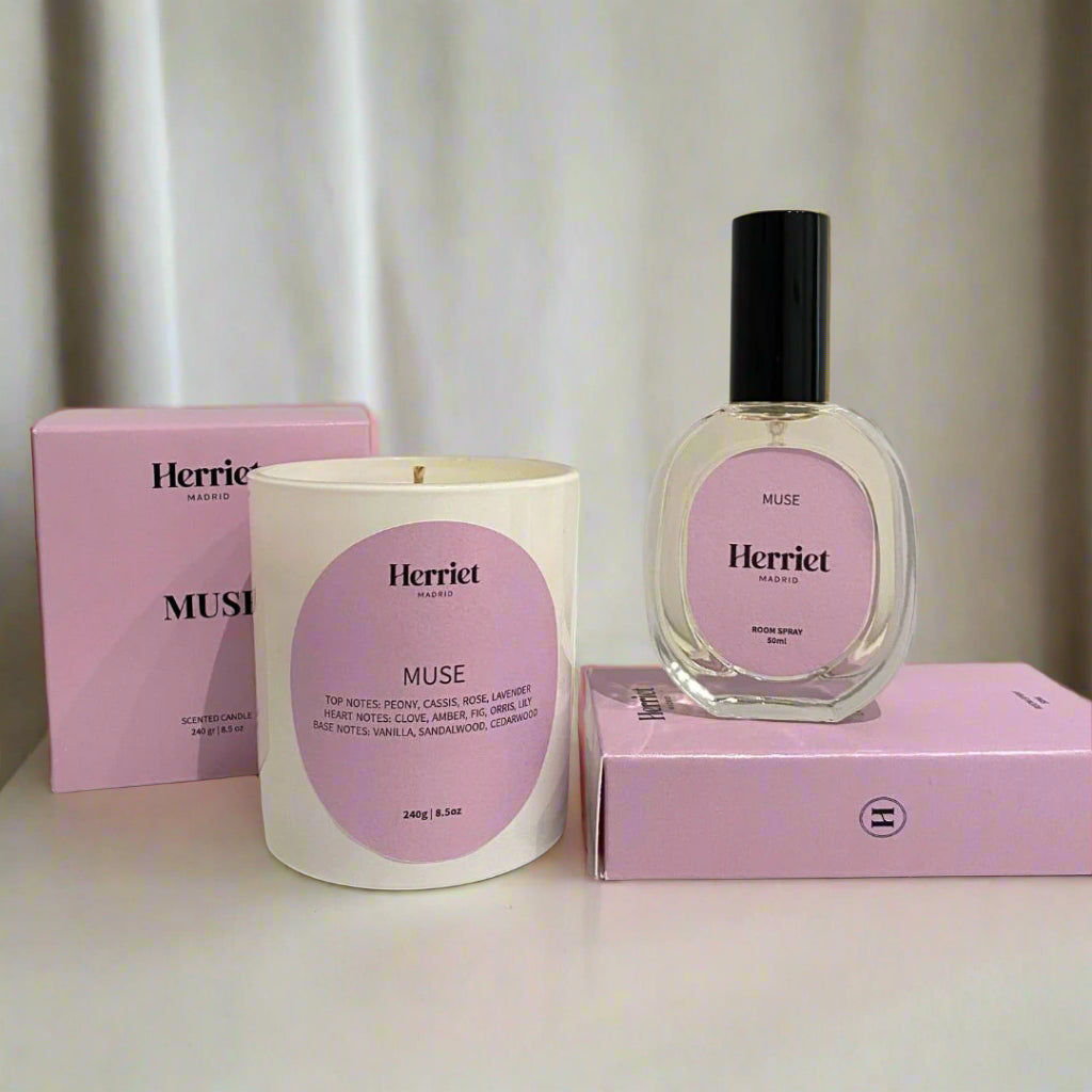 pack de vela aromatica y room spray floral de herriet - Muse