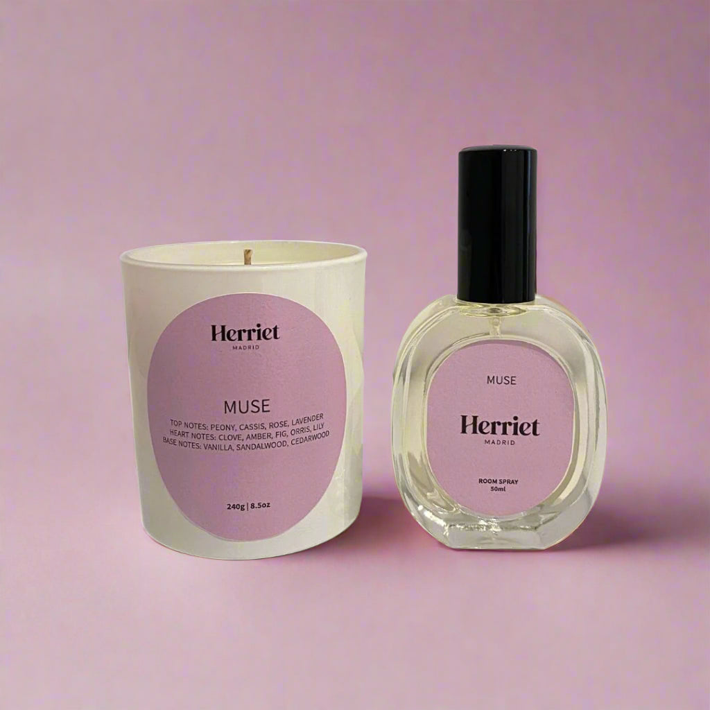 pack de vela aromática y ambientador muse de herriet