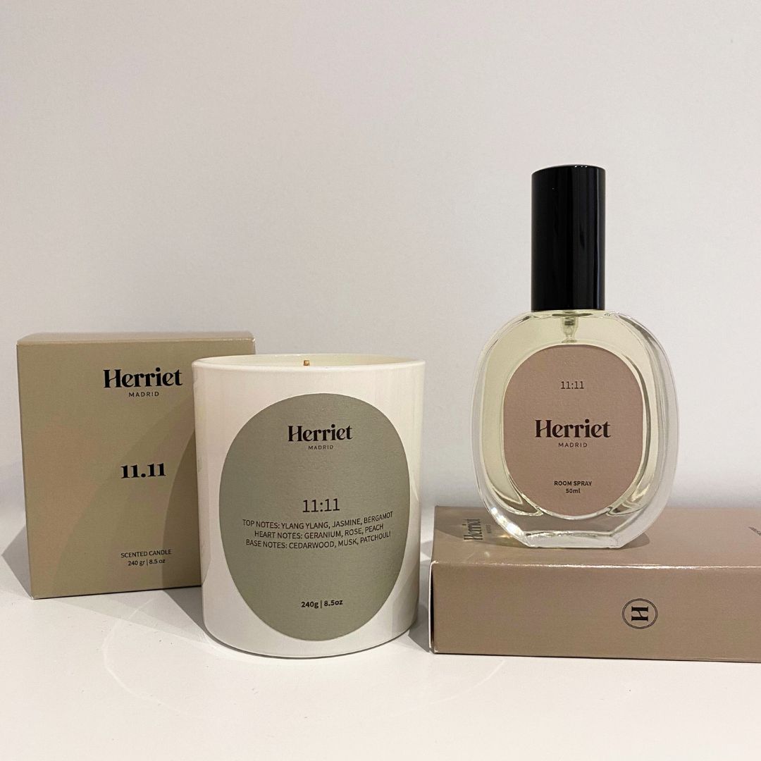 pack de vela aromatica y ambientador 11:11 de herriet