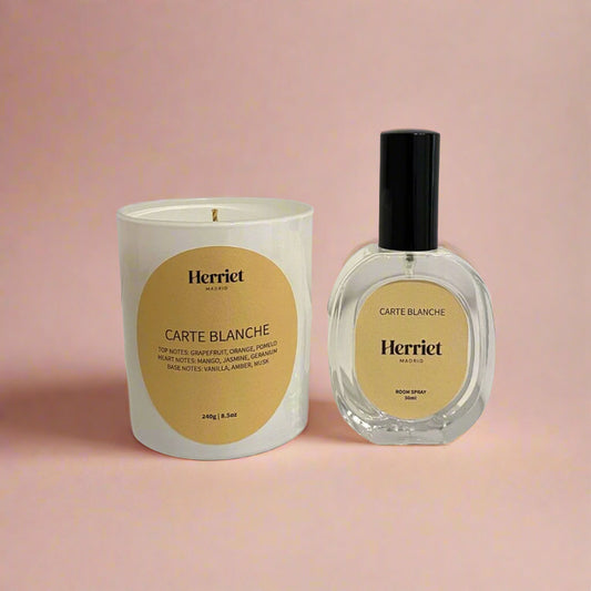 pack vela aromatica y room spray carte blanche de herriet