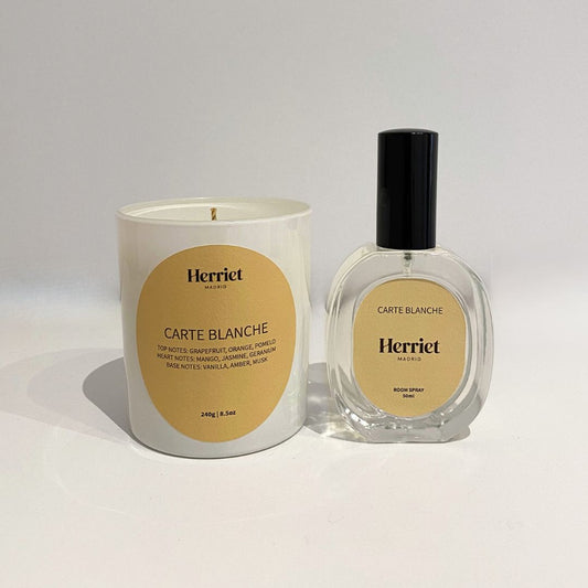 pack vela aromatica y room spray carte blanche de herriet