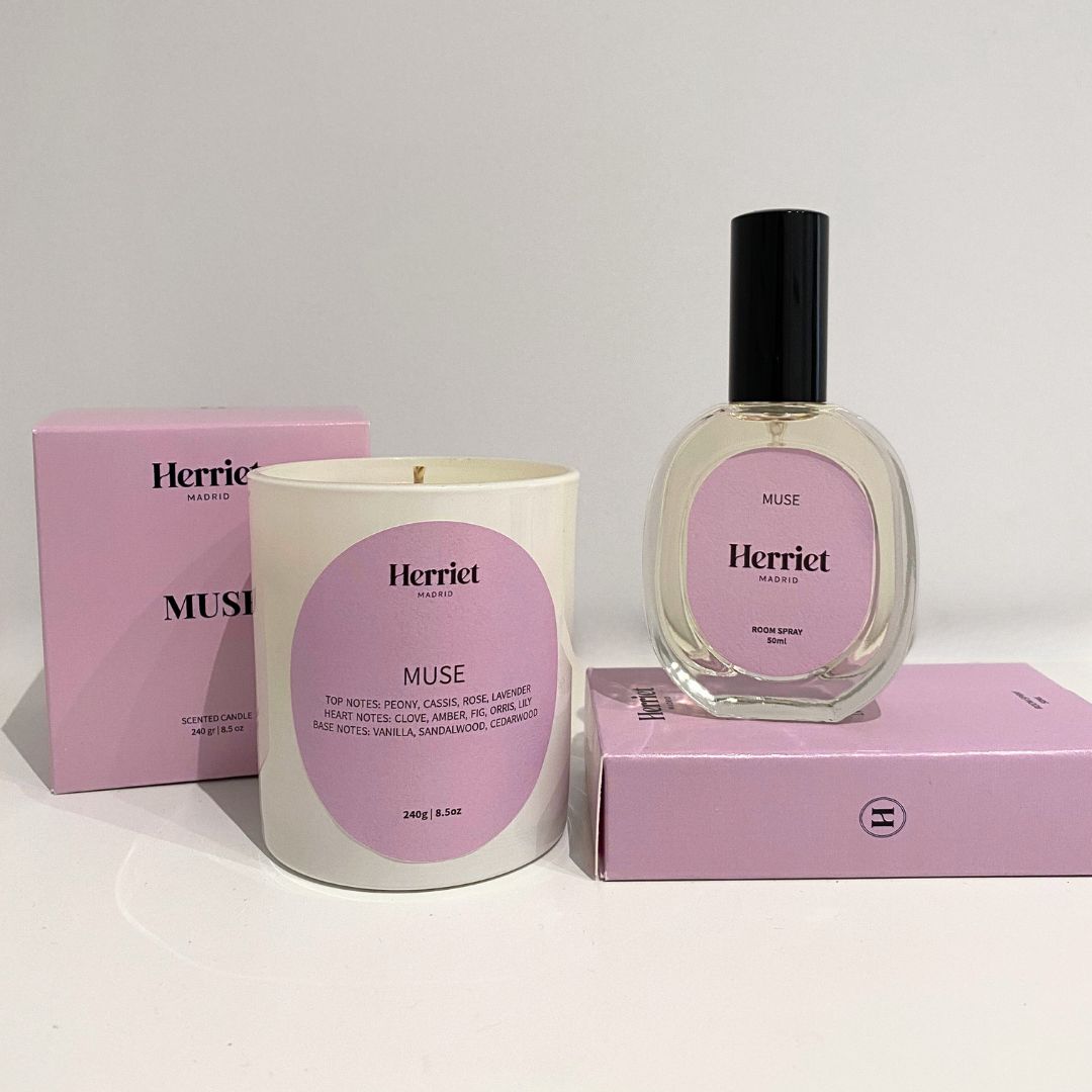 pack de vela aromatica y room spray floral de herriet - Muse